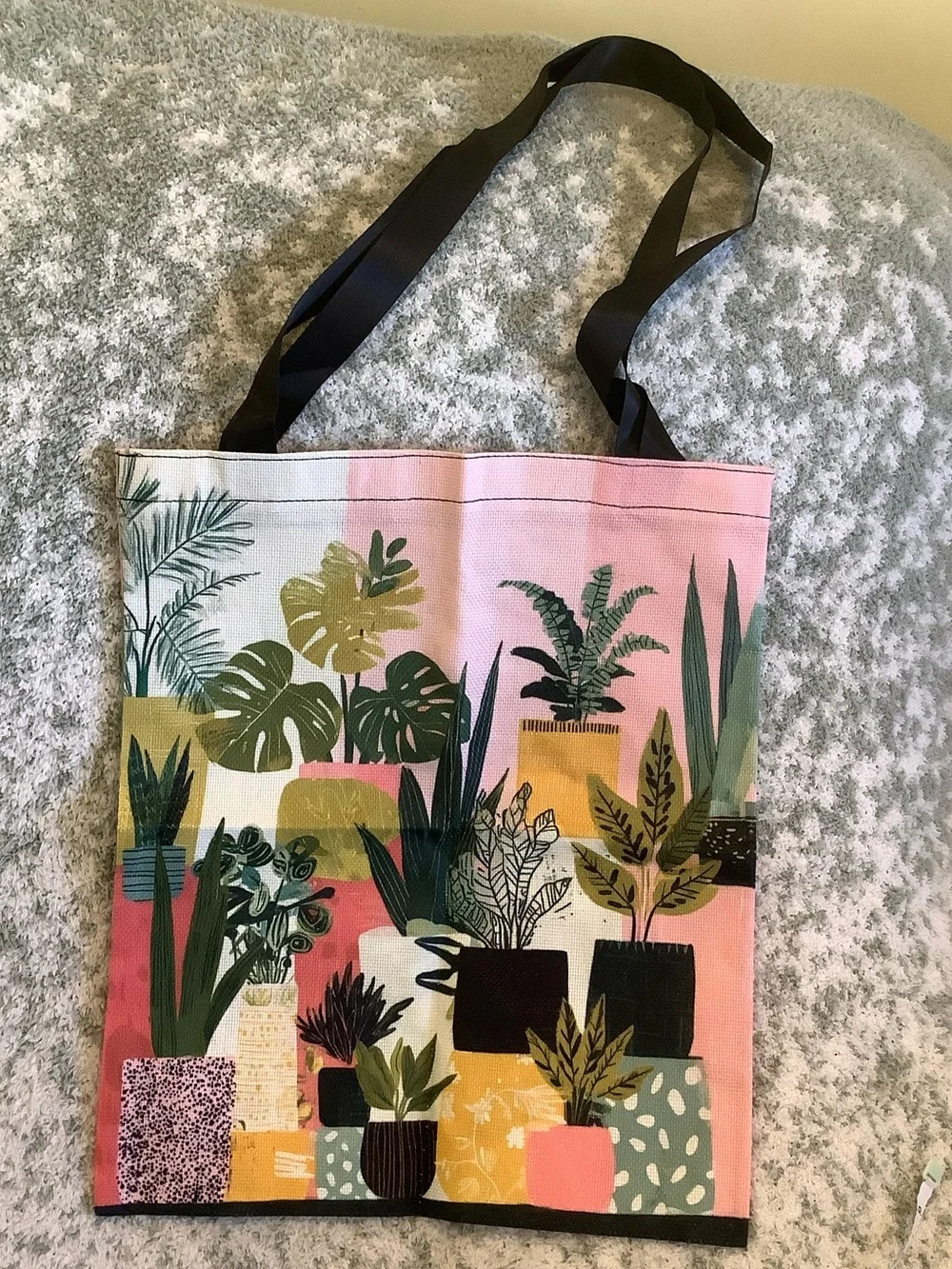 Tropical Potted Plants Canvas Tote Bag in Pink and Green NWT 13.50x15.75” - Picture 8 of 14